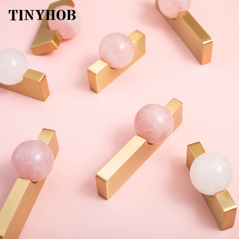 Furniture Hardware Drop Pulls - Pha Lê Trắng + Tặng Đồng